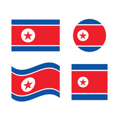  North Korea Flag Icon – Official National Flag of North Korea in Flat Vector Style with Standard Colors and Proportions.
