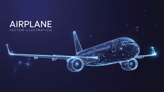 Futuristic Airplane Sleek Digital Vector Illustration