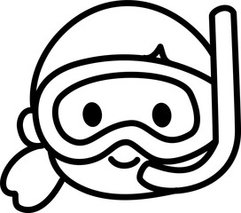 Girl with Snorkeling Mask Lineart Illustration
