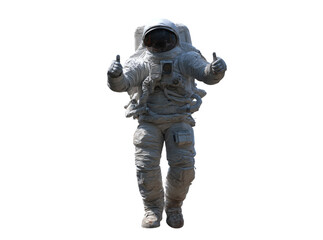 Astronaut giving two thumbs up in space suit, Isolated On White, Png Transparent