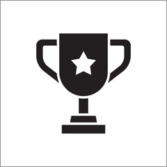 Trophy icon. Achievement trophy cup icon. Icon symbol of win, victory, award, prize, level. Vector illustration.