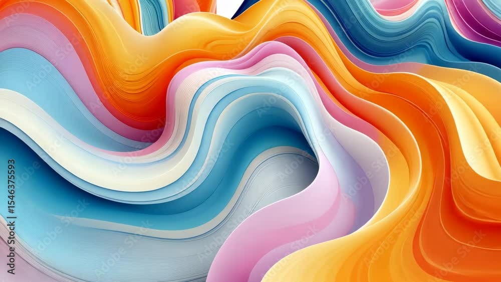 Poster abstract flowing lines with a gradient of vibrant colors creating a dynamic design.
