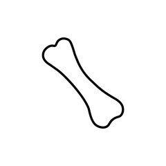 An illustration of a bone with rounded ends and a slightly curved body in a simple line drawing style