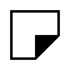 Square outline with a folded corner revealing a black triangle shape in the bottom right corner area, cky note or page curle icon
