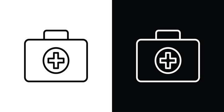First aid box icon in black. flat graphic vector icon