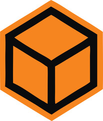 Abstract orange and black hexagonal cube graphic design element