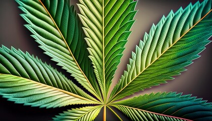 detailed close up of a single marijuana weed leaf
