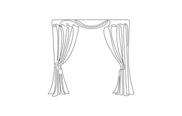 curtain continuous line art drawing
