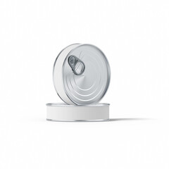 A pair of metal food cans with pull-tab lids, commonly used for preserving and storing various food items.