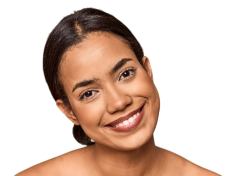 Happy young Filipino woman in studio