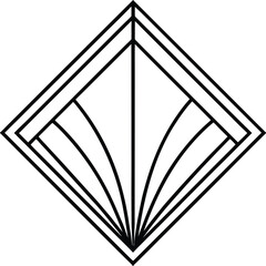 Elegant Art Deco Diamond Shape with Fan Design in Black and White Style