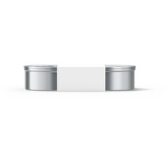 A simple, round metal can with a blank label, suitable for packaging various food products or other items.