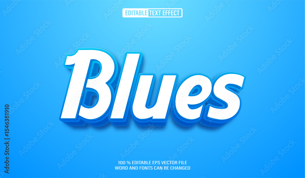 Fototapete editable 3d text style effect - blue text effect template