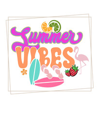 Colourful Summer Vibes Sublimation T-Shirt Design