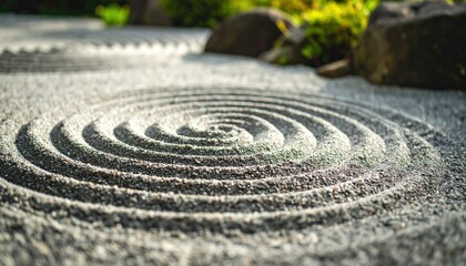 Obraz premium Zen Garden Sand Art Pattern With Spirals