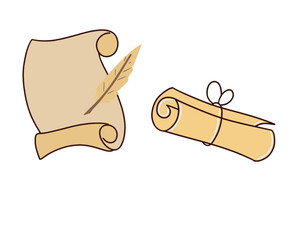 Vector Illustration of a Hand Drawn Magic Scroll Doodle