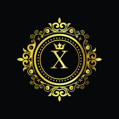 Golden zodiac sign icon set featuring scales of justice in a detailed vector illustration logo X design

