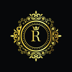 Golden zodiac sign icon set featuring scales of justice in a detailed vector illustration logo R design

