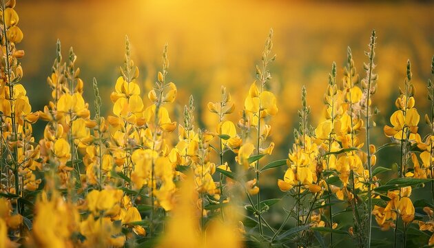 flowers crotalaria yellow background blur filled with blooming