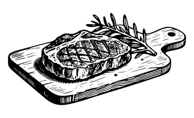 Steak vector engraving style illustration