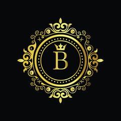 Golden zodiac sign icon set featuring scales of justice in a detailed vector illustration logo B design

