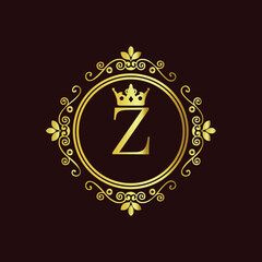 Abstract vector illustration of justice scales with a gold medal symbol and legal design LOGO Z