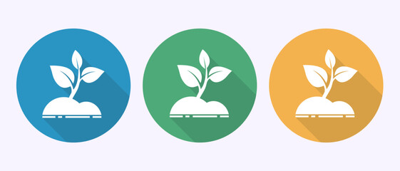 Plant icon design illustration, Sprout icon sign symbol in shadow button design