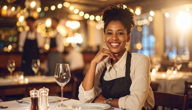 young woman in restaurant