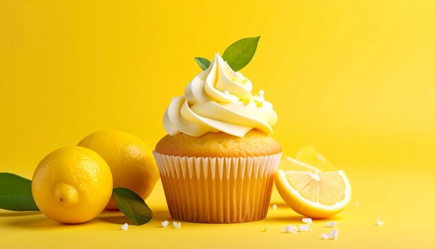 lemon cupcake with lemon - Powered by Adobe