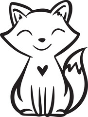 Monoline Fox Icon – Cute Nursery Animal Illustration Vector