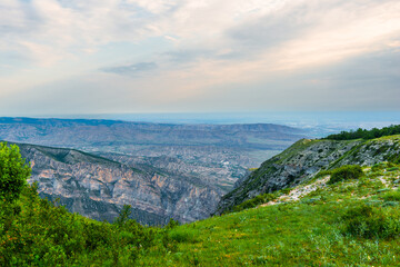 Beautiful Landscape of Mountain Green Mountains of North Caucasus Dagestan Russia