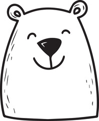 Cute Bear Icon – Hand Drawn Monoline Nursery Animal Vector