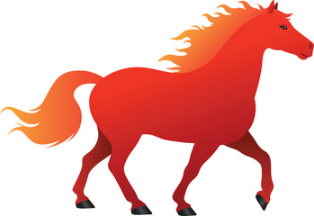 2026 Red fire horse. Vector illustration of the red fire horse symbol of 2026 according to the chinese zodiac. For calendars, t-shirt prints, postcards, holiday decorations, web design, new year
