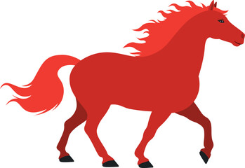 2026 Red fire horse. Vector illustration of the red fire horse symbol of 2026 according to the chinese zodiac. For calendars, t-shirt prints, postcards, holiday decorations, web design, new year