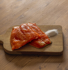 Salmon Fillets on Chopping Board
