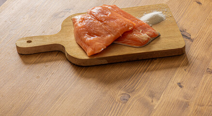 Salmon Fillets on Chopping Board