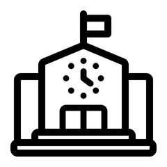 School Building Line Drawing