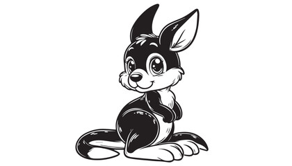Vector illustration of cartoon Macropods black and white drawing For children to learn to color according to the picture.

