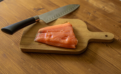 Salmon Fillets on Chopping Board