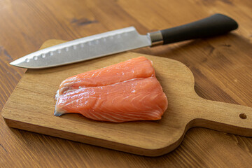 Salmon Fillets on Chopping Board