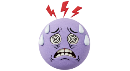 Isolated Emoji With Spiraling Eyes and Lightning