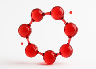 Futuristic Biotechnology Molecule Model in Blood Red Glossy Glass Style