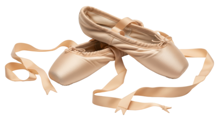Isolated Pink Ballet Shoes with Ribbons