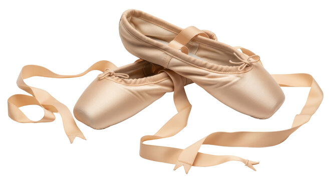Isolated Pink Ballet Shoes with Ribbons