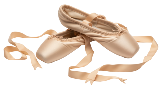 Isolated Pink Ballet Shoes with Ribbons - Powered by Adobe