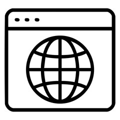 Global Network Icon Webpage with World Globe Graphic