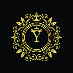 Golden star compass design on an abstract background vector illustration LOGO Y