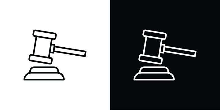 Gavel icon in black. flat graphic vector icon