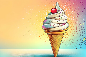Vibrant ice cream cone graphic