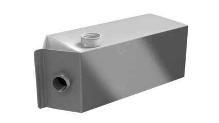 A gray container with a spout, typically used for storing liquids.